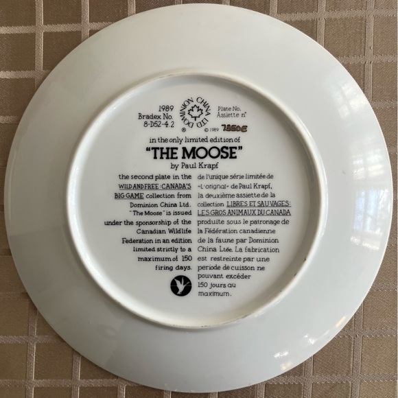 Canadiana Moose Home Decor Wall Plate. World wildlife fund. WWF. Canada - Picture 2 of 4